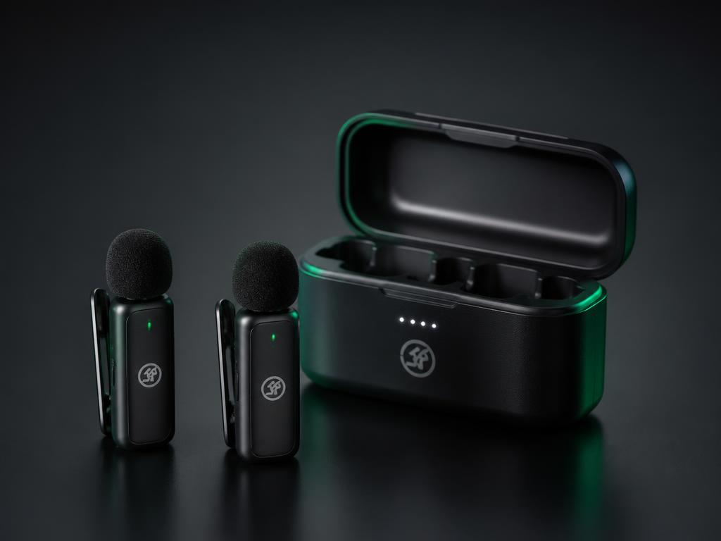 Wireless Bluetooth lavalier microphone kit with charging case